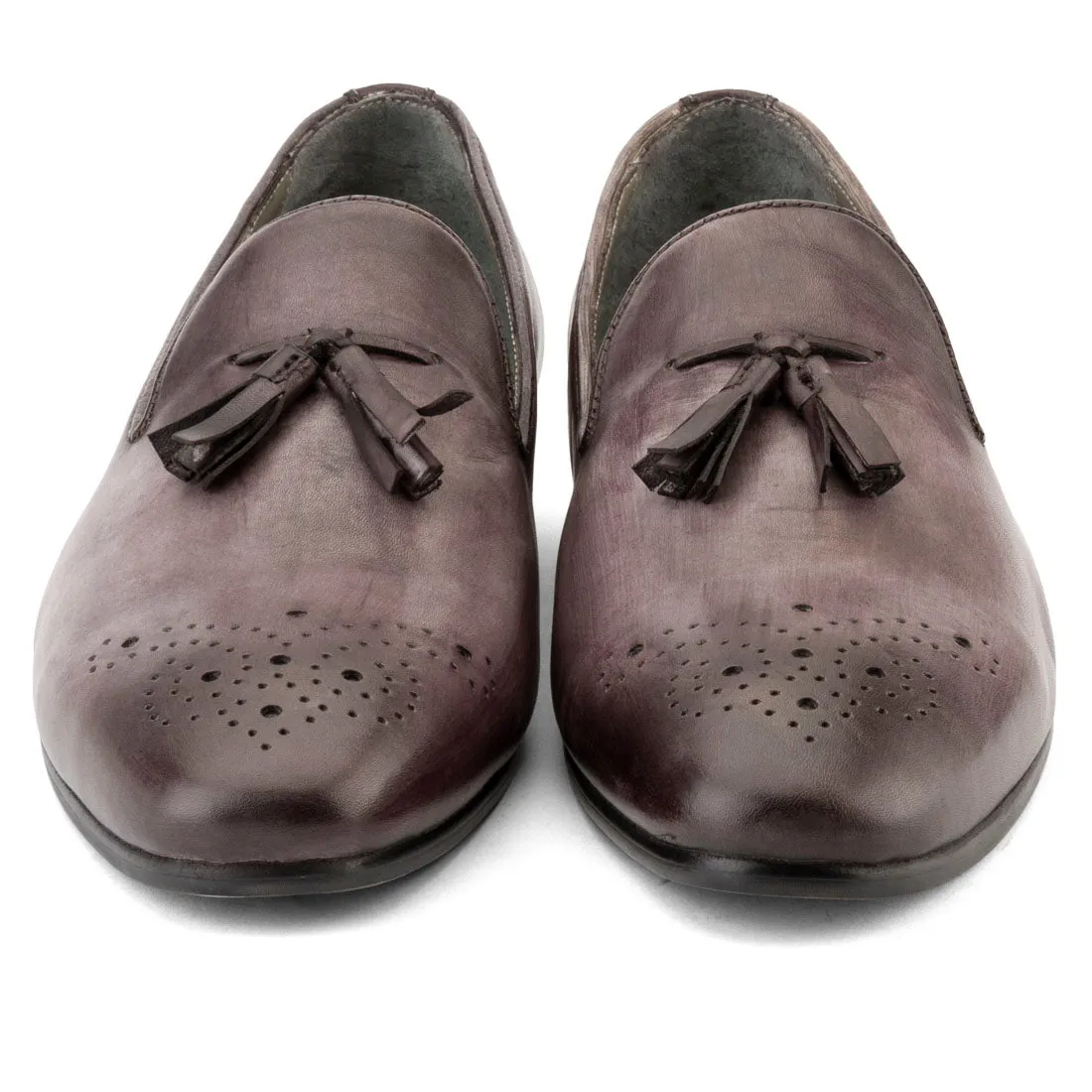 Slate Grey Handpainted Patina Tassel Loafer