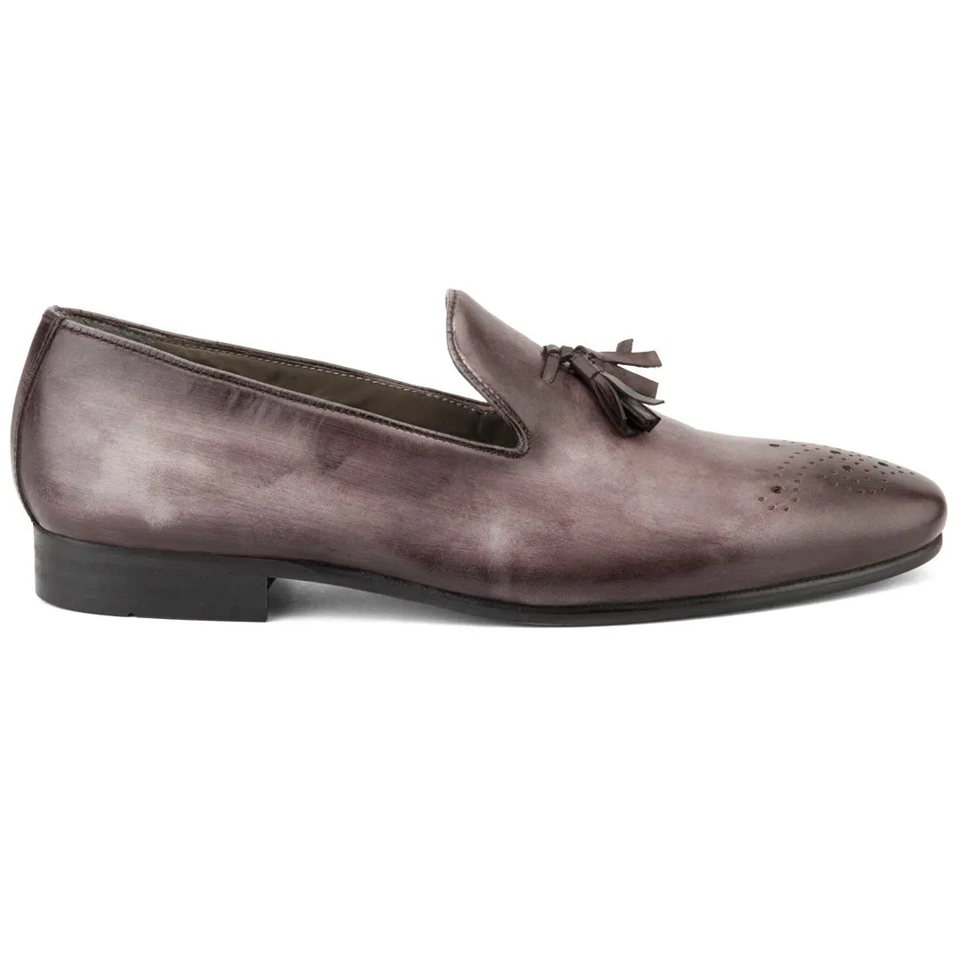 Slate Grey Handpainted Patina Tassel Loafer