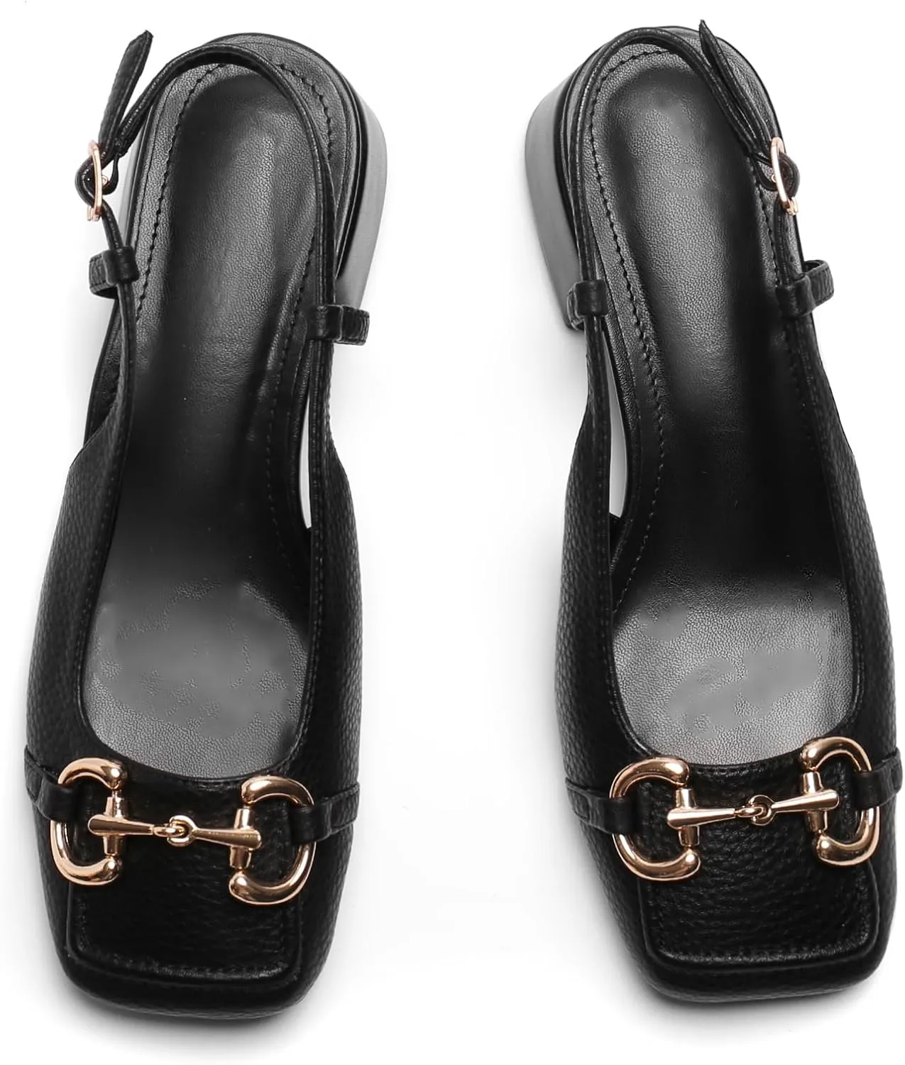 Slingback Mary Jane Heels for Women Low Block Heel Closed Square Toe Pump Shoes Heels Classic Daily Office Dressy Shoes