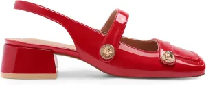 Slingback Mary Jane Heels for Women Low Block Heel Closed Square Toe Pump Shoes Heels Classic Daily Office Dressy Shoes