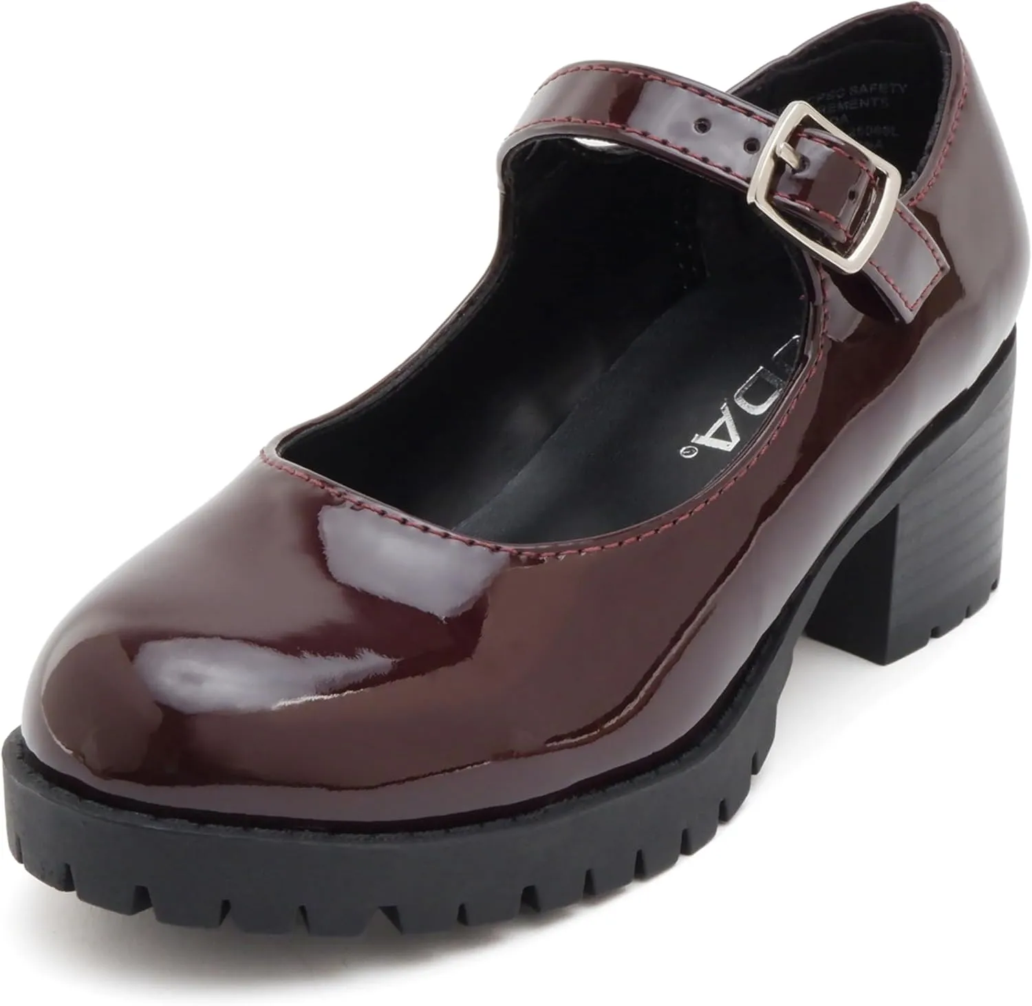 Soda Boxer-2 Kids/Children/Girls Fashion Mary Jane Style Rounded Chunky Block Lug Sole Heel with Adjustable Strap