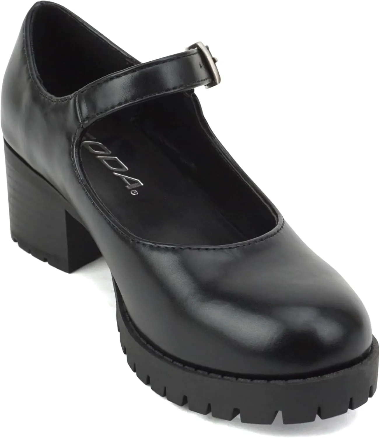 Soda Boxer-2 Kids/Children/Girls Fashion Mary Jane Style Rounded Chunky Block Lug Sole Heel with Adjustable Strap
