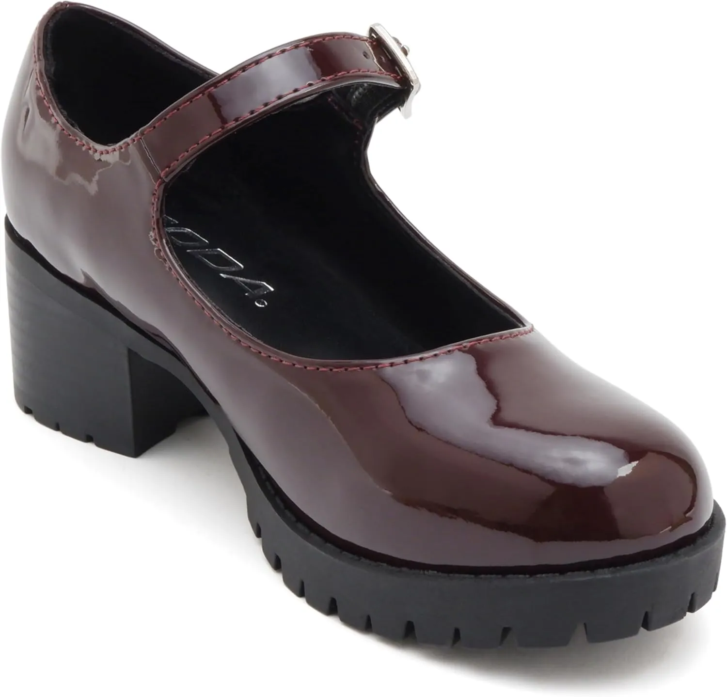Soda Boxer-2 Kids/Children/Girls Fashion Mary Jane Style Rounded Chunky Block Lug Sole Heel with Adjustable Strap