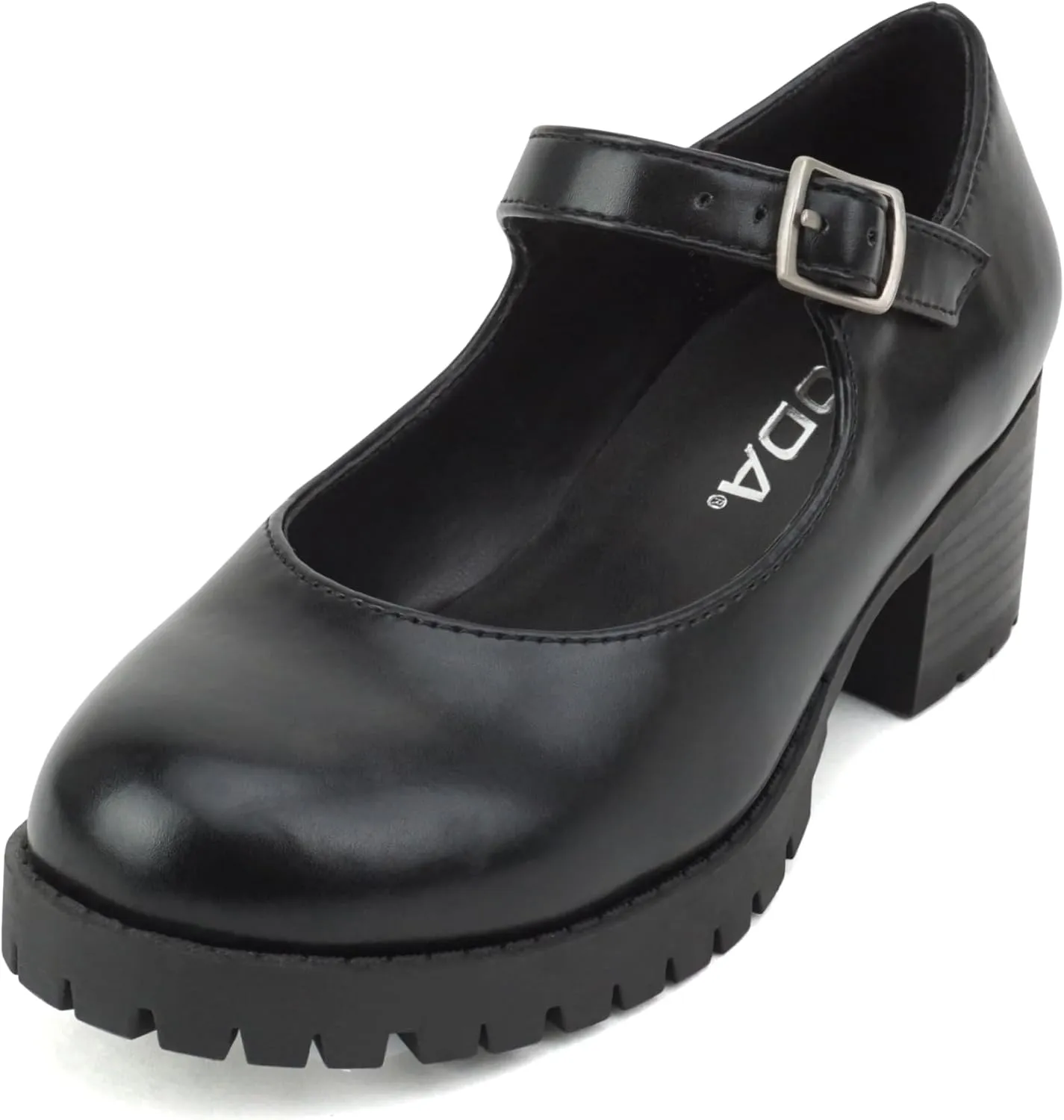 Soda Boxer-2 Kids/Children/Girls Fashion Mary Jane Style Rounded Chunky Block Lug Sole Heel with Adjustable Strap