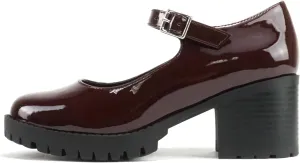 Soda “Boxer” ~ Women Mary Jane Round Toe Chunky Block Heel Lug Sole Pump with Adjustable Strap