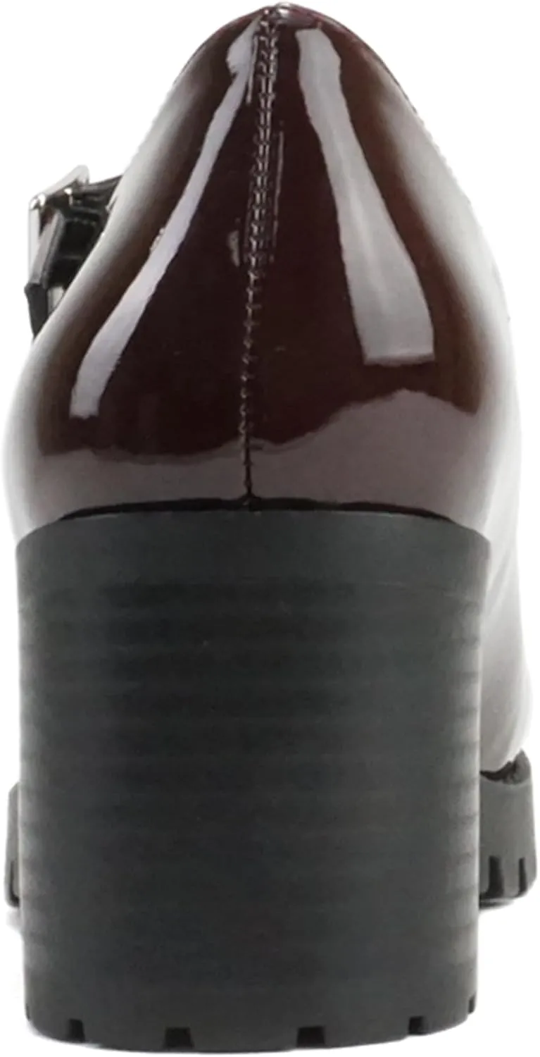 Soda “Boxer” ~ Women Mary Jane Round Toe Chunky Block Heel Lug Sole Pump with Adjustable Strap