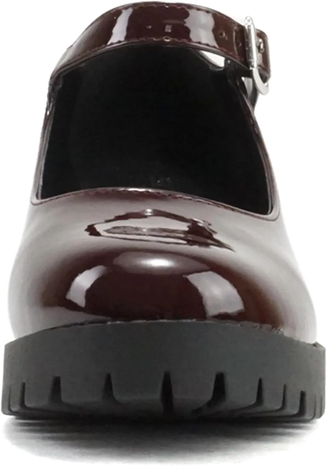 Soda “Boxer” ~ Women Mary Jane Round Toe Chunky Block Heel Lug Sole Pump with Adjustable Strap