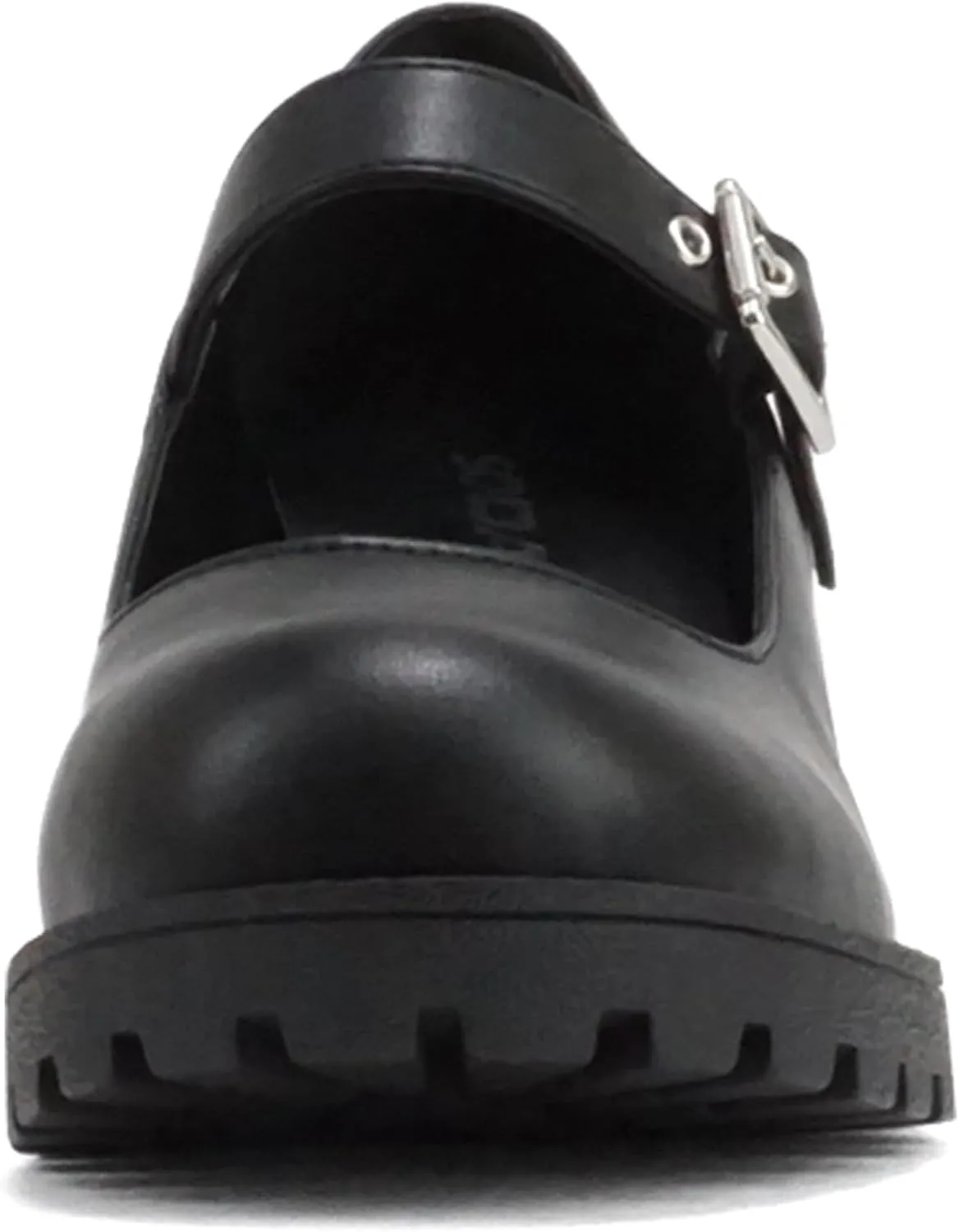 Soda “Eviana” ~ Women Mary Jane Round Toe Mid Chunky Block Heel Lug Sole Pump with Adjustable Strap