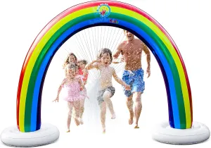 Splashin'kids Outdoor Rainbow Sprinkler Super Toddler Water Toys for Children Infants Boys Girls and Kids Perfect Outside Inflatable Water Park for Summer Fun Watch Video Slip and Slide Splash pad