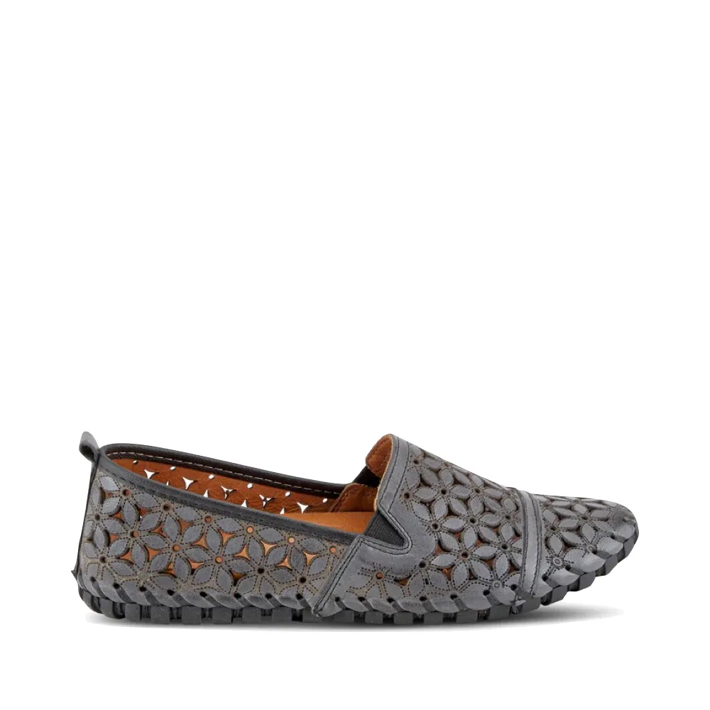 Spring Step Women's Flowerflow Slip On Flat (Charcoal)