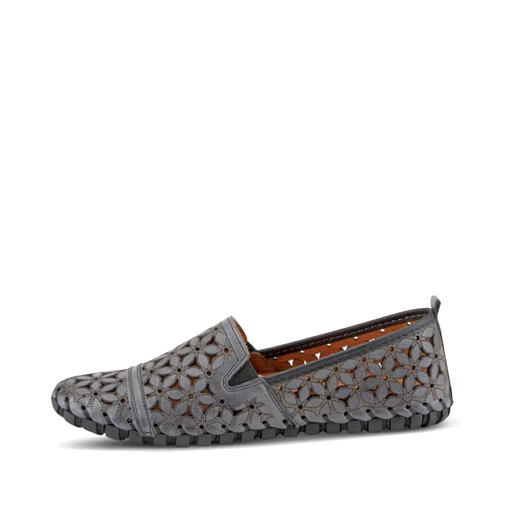 Spring Step Women's Flowerflow Slip On Flat (Charcoal)