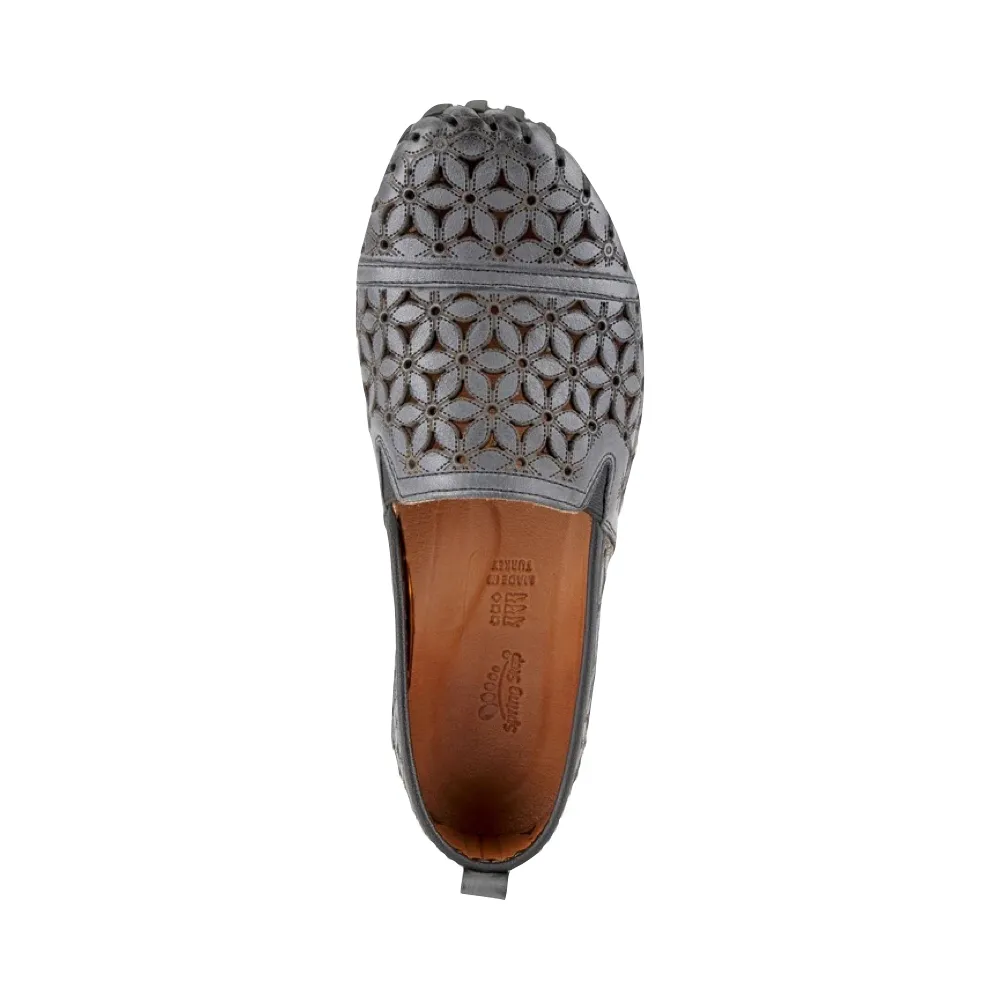 Spring Step Women's Flowerflow Slip On Flat (Charcoal)