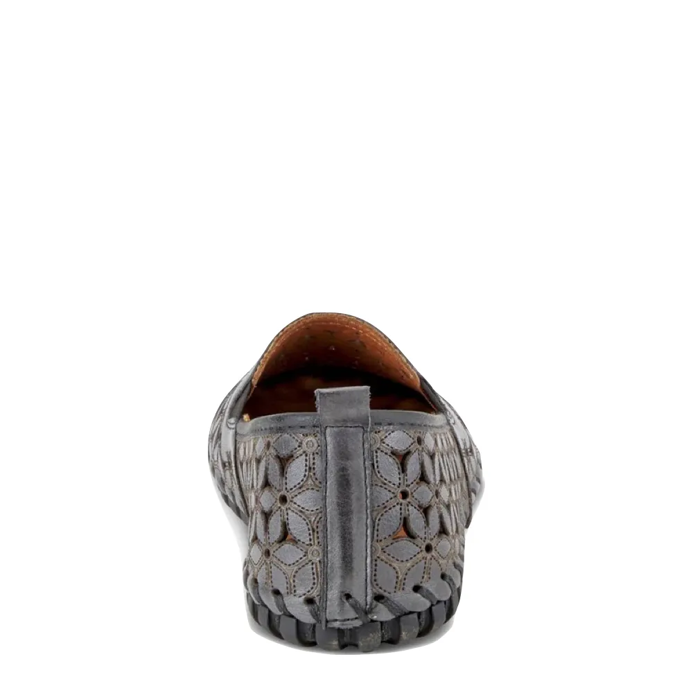 Spring Step Women's Flowerflow Slip On Flat (Charcoal)