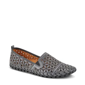 Spring Step Women's Flowerflow Slip On Flat (Charcoal)