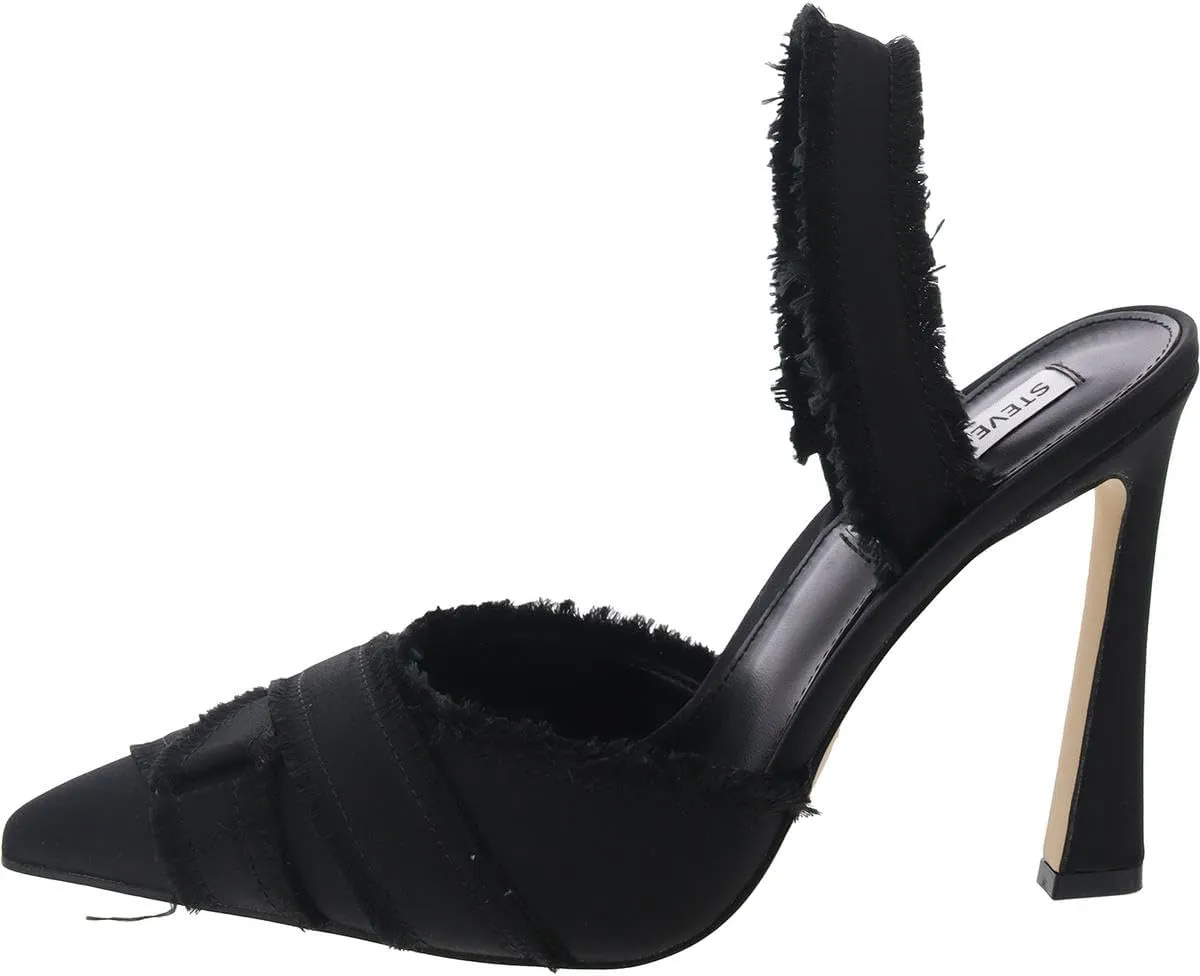 Steve Madden Womens Larysa Adjustable Satin Slingback Heels