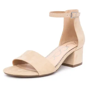 Sugar Women's Low Two Piece Block Heel Dress Shoe Ladies Ankle Strap Pump Sandal-Noelle-Nude-10