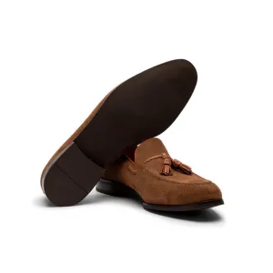 Tan Suede Loafer With Leather Tassels