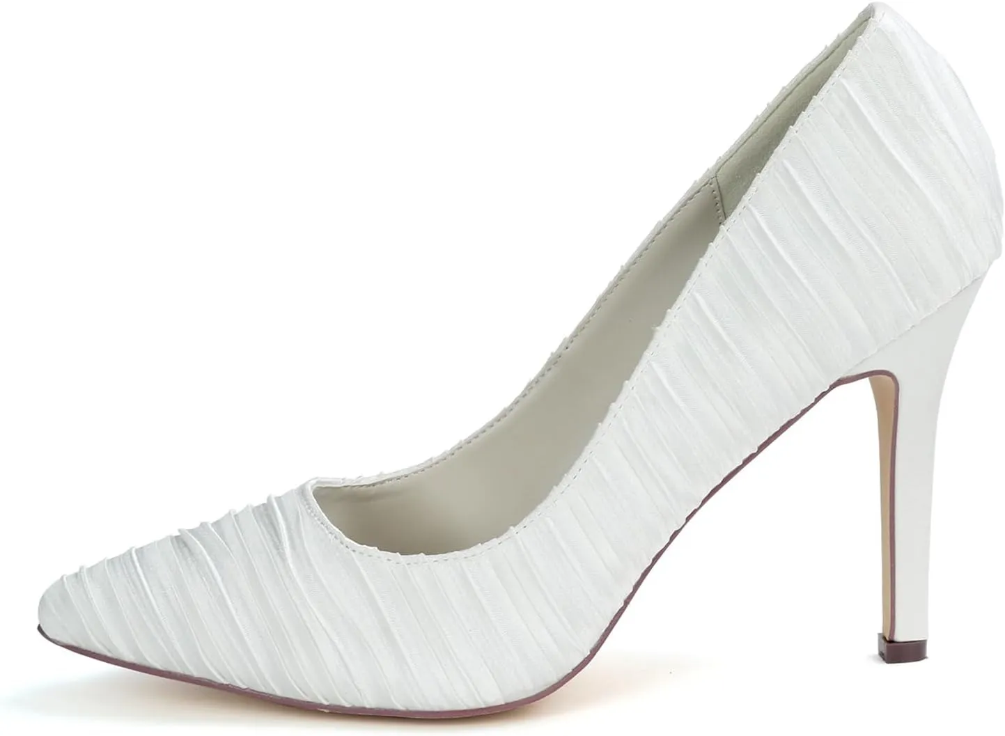 TNXZ Women's Pleated Stain Pointed Toe Stiletto High Heels Pumps Wedding Party Dress Shoes