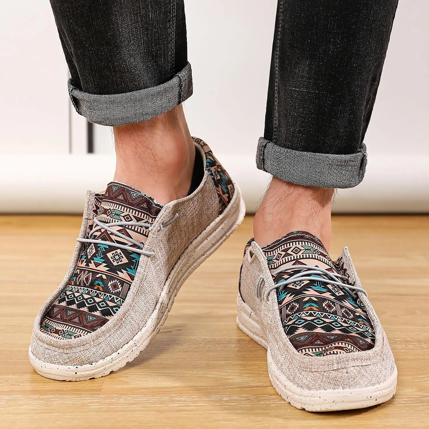 Tongzone Women's Wide Slip On Loafer Walking Shoes Canvas Lightweight Arch Support Sneakers