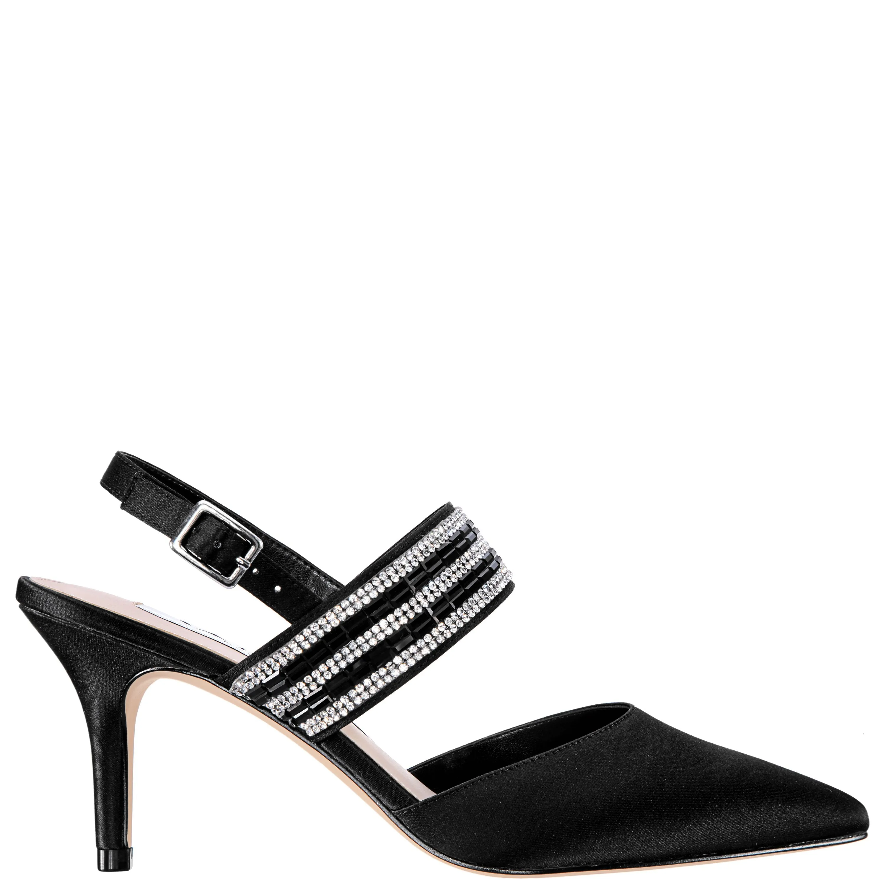 TREENA-BLACK-LUSTER SATIN/STONE
