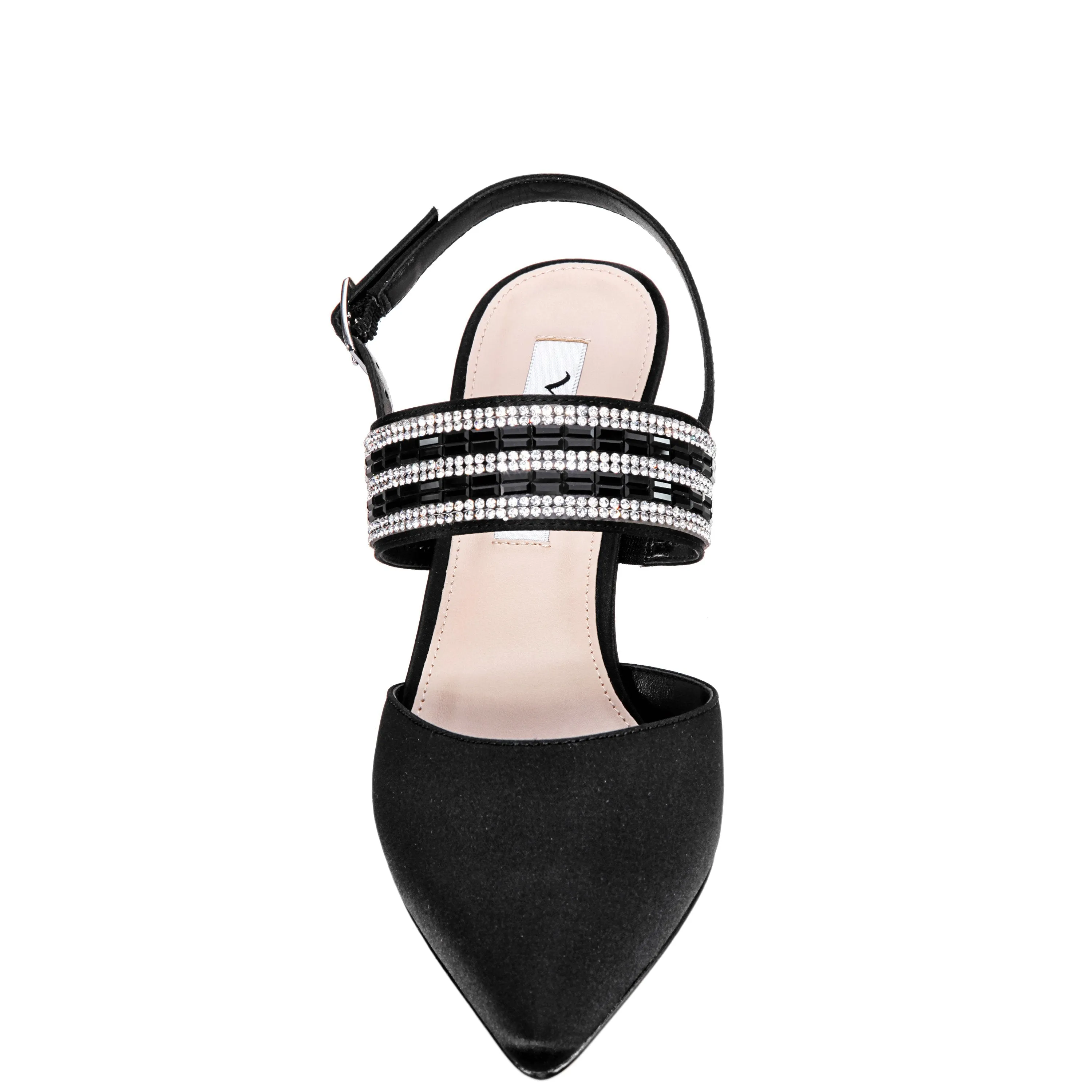 TREENA-BLACK-LUSTER SATIN/STONE