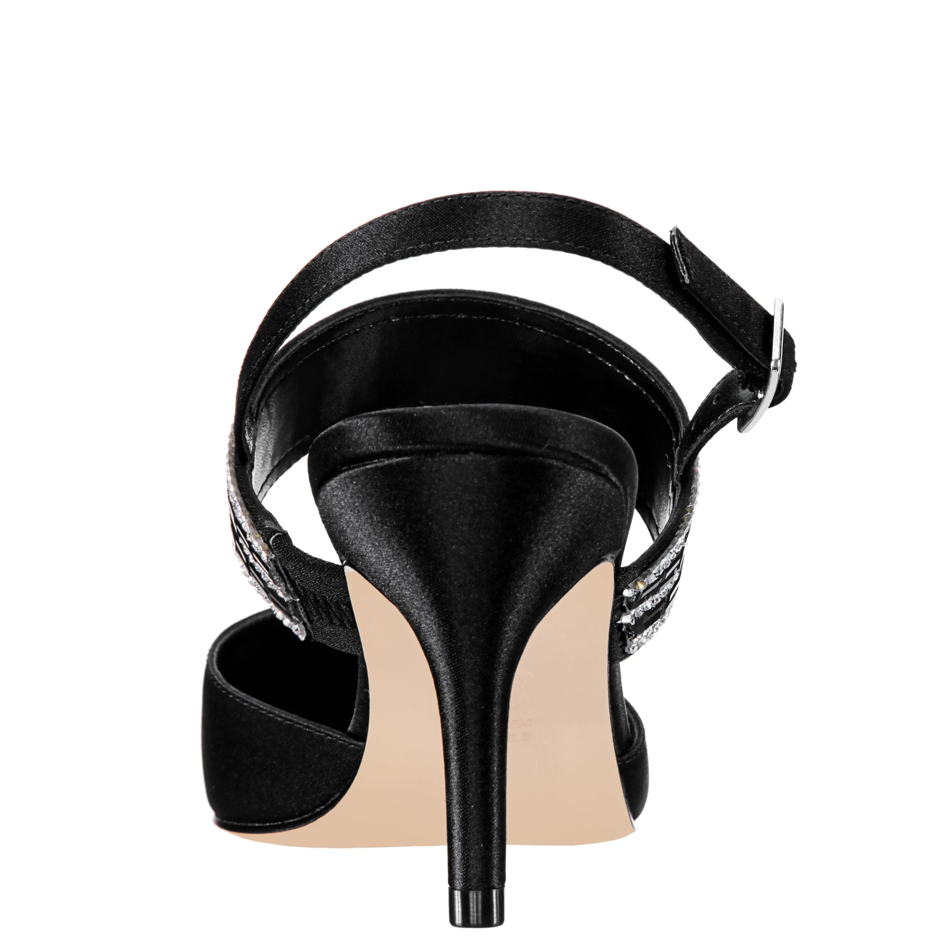 TREENA-BLACK-LUSTER SATIN/STONE