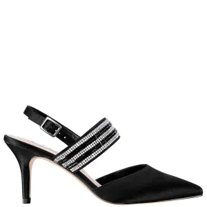 TREENA-BLACK-LUSTER SATIN/STONE