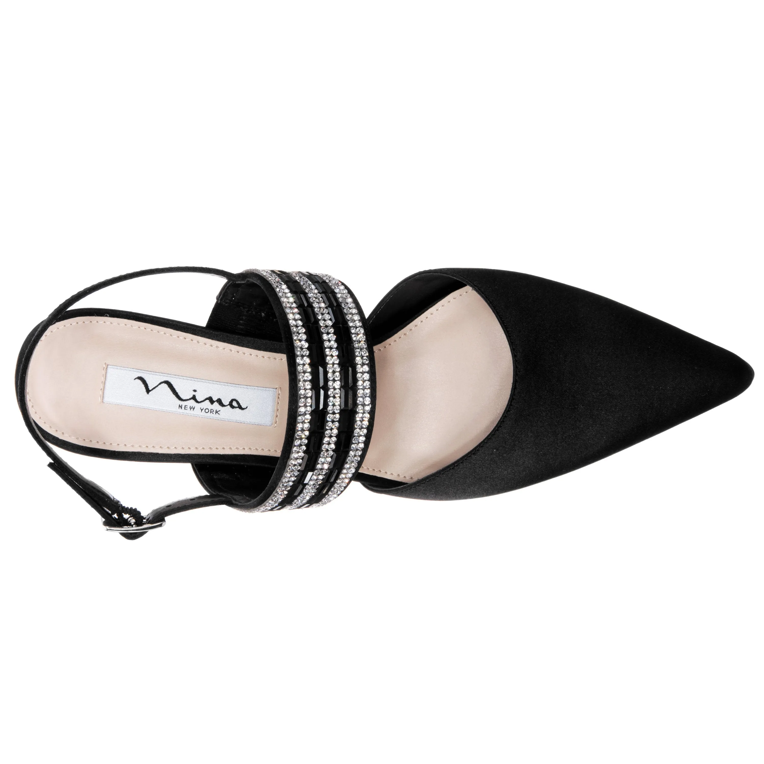 TREENA-BLACK-LUSTER SATIN/STONE