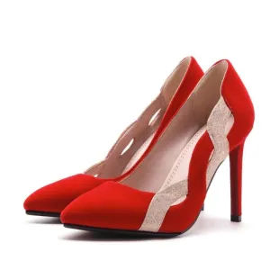 Two Toned Pointed Toe Shallow Elegant High Heels Pump