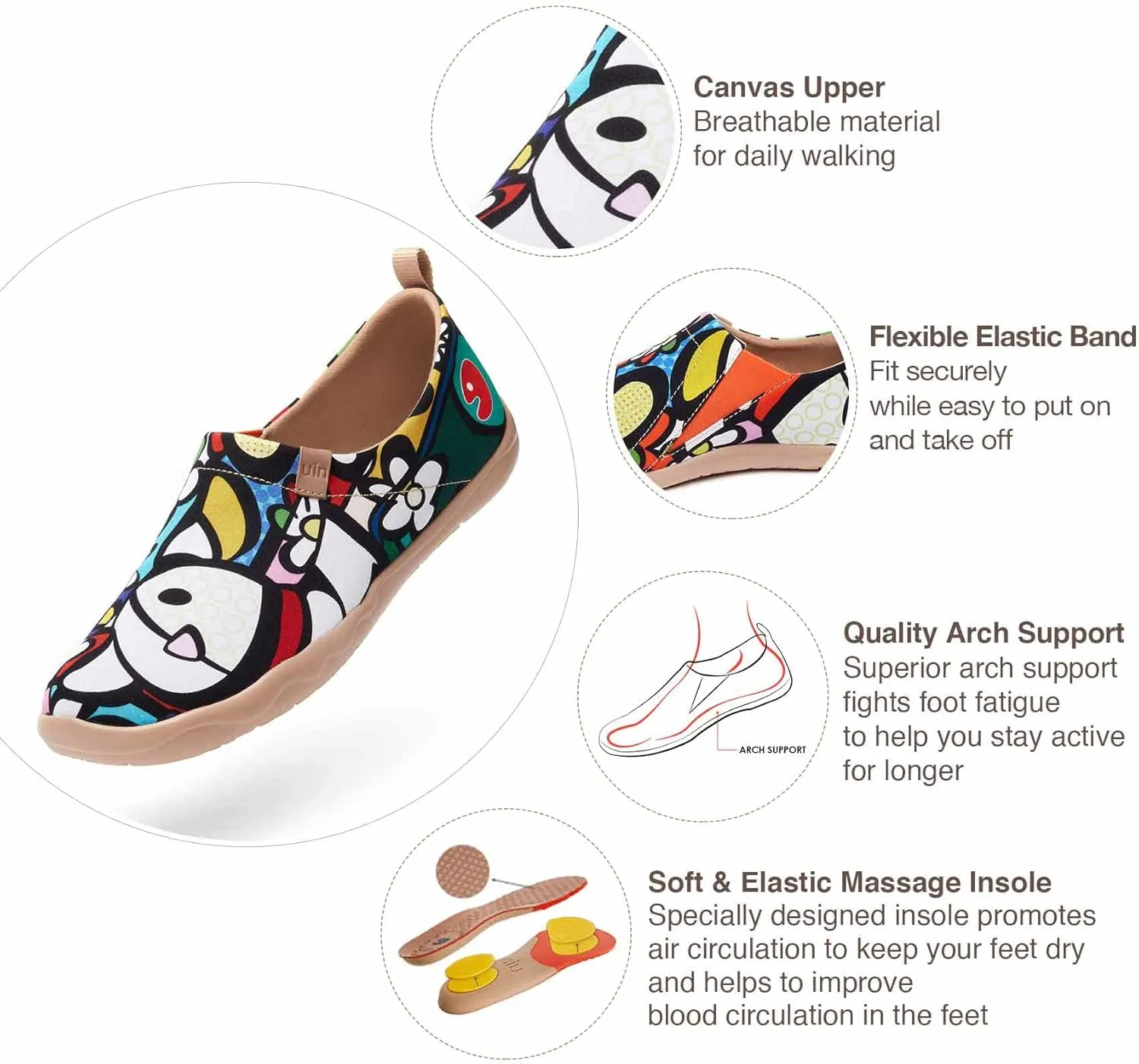UIN Women's Art Travel Shoes Slip On Casual Cozy Loafers Lightweight Comfort Fashion Sneaker Toledo Ⅰ