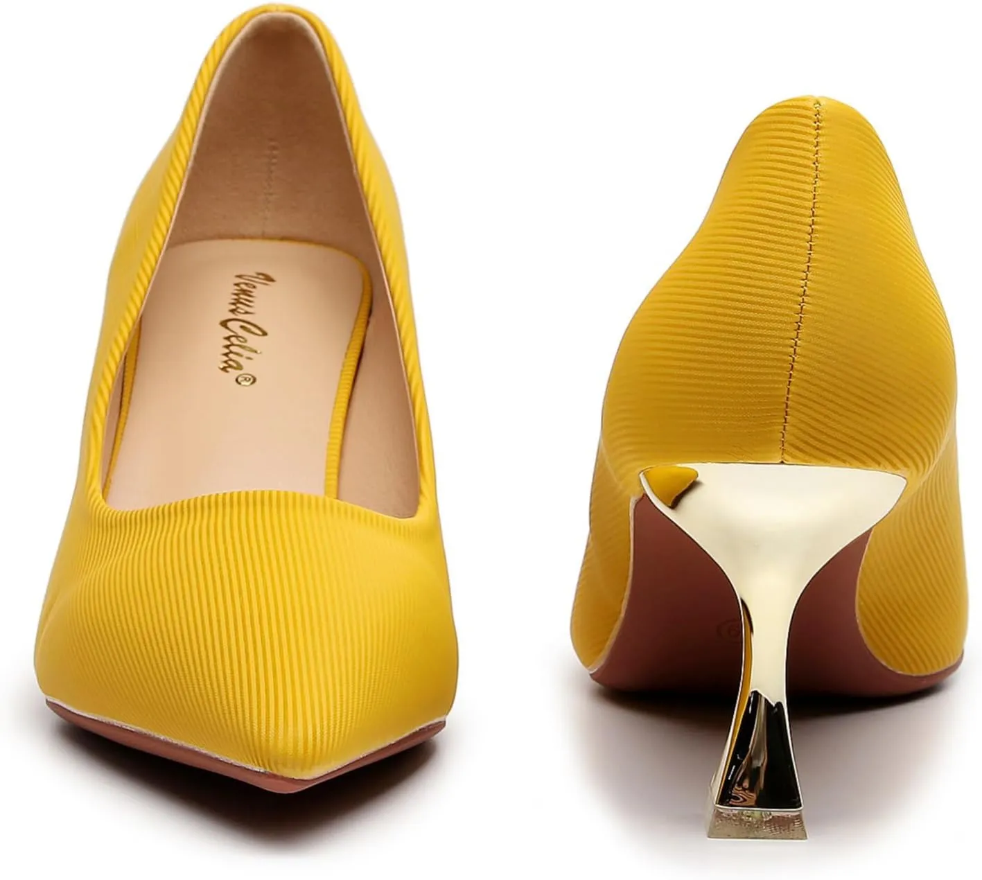 VenusCelia Women's Golden-Sun Pump Stiletto Heel Shoe