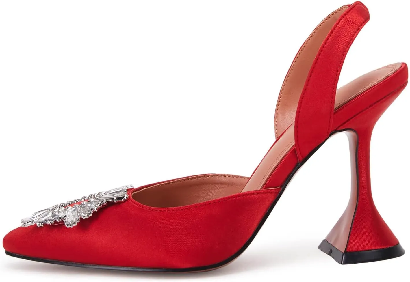 VETASTE Women's High Heel Crystal Slingback Pumps Pointed Toe Strappy Triangle Heeled Party Wedding Bride Pump Shoes