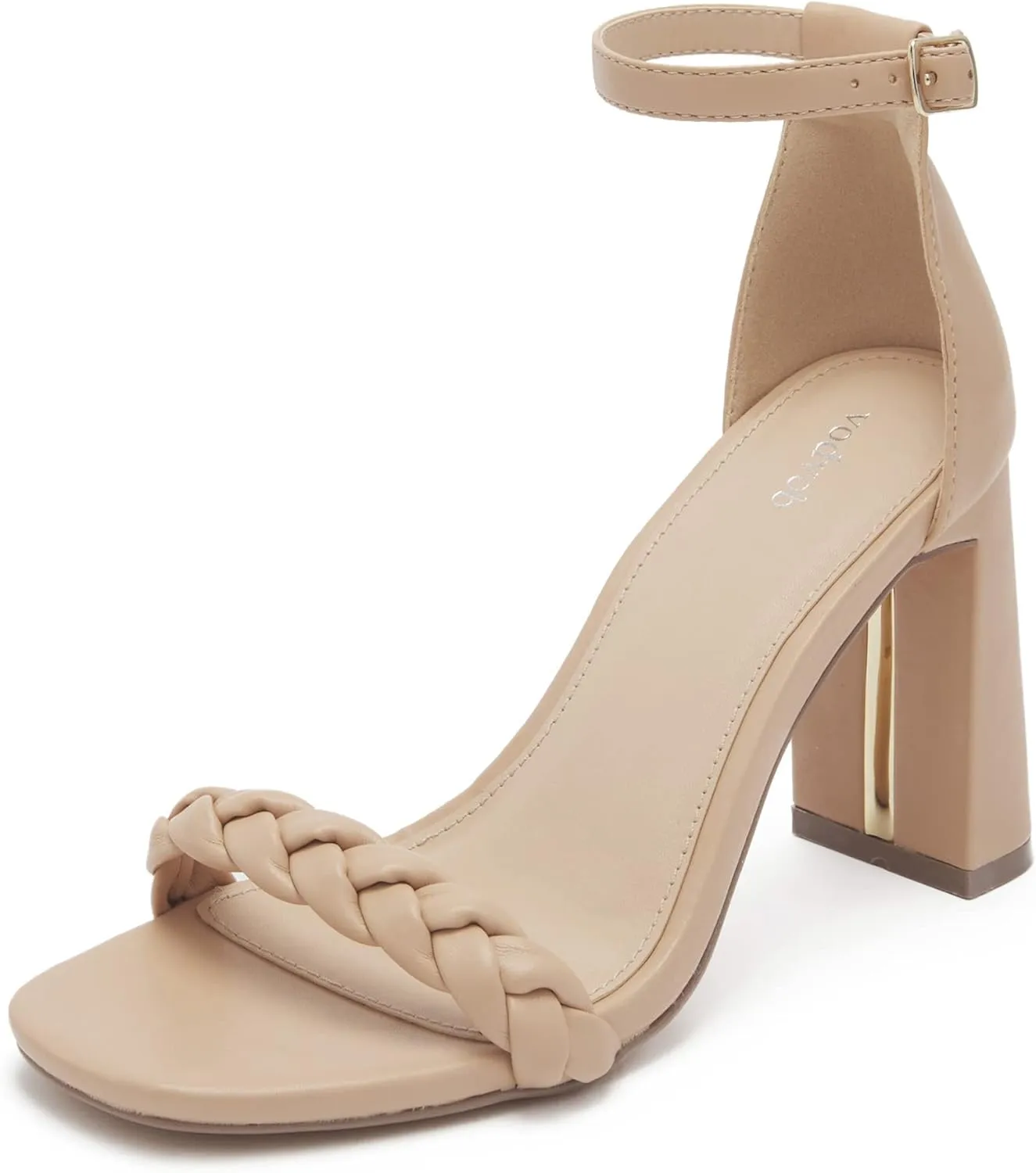 vodvob Women's Chunky High Heel Sandals Open Toe Buckle Ankle Strap Dress Shoes Party Wedding Pump Heel Sandals