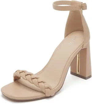 vodvob Women's Chunky High Heel Sandals Open Toe Buckle Ankle Strap Dress Shoes Party Wedding Pump Heel Sandals