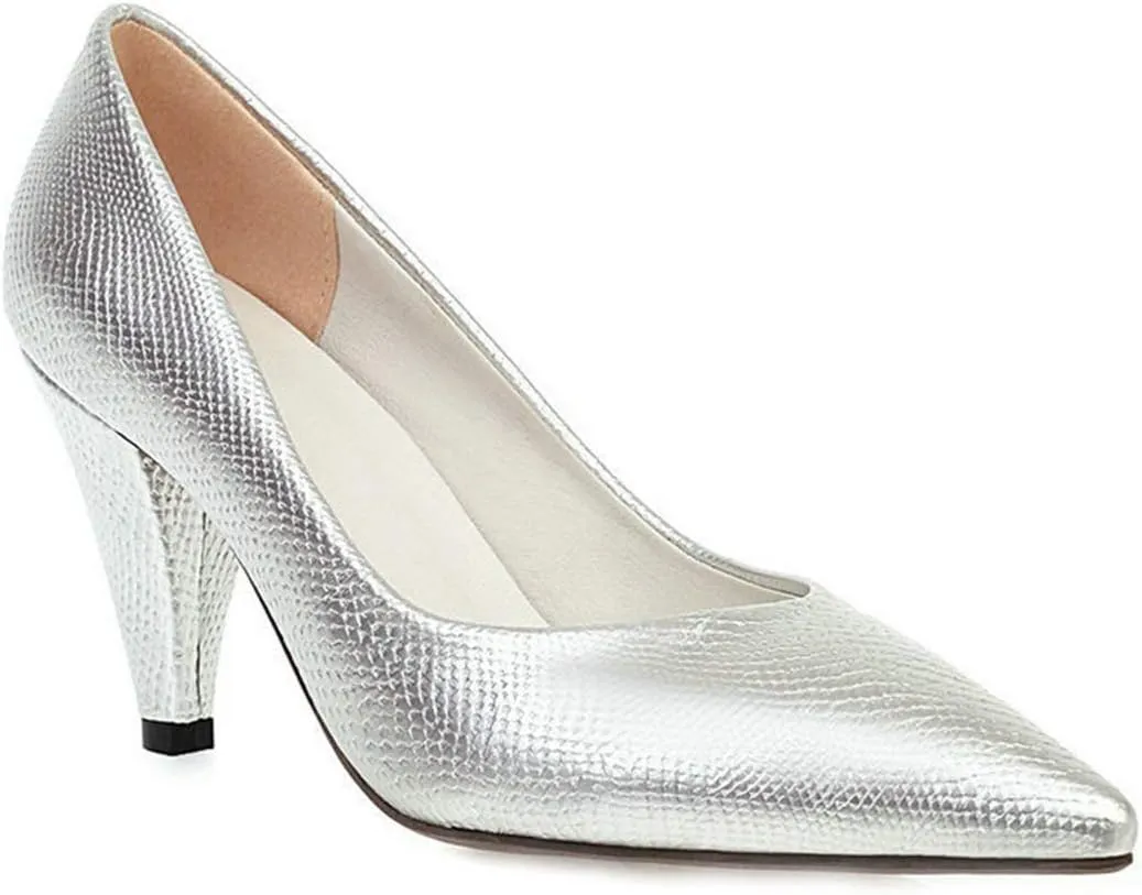 VOKLIN Women's Fashion Pointed Toe Comfy Kitten Low Heels Pumps Slip On Formal Work Office Dress Pump Shoes