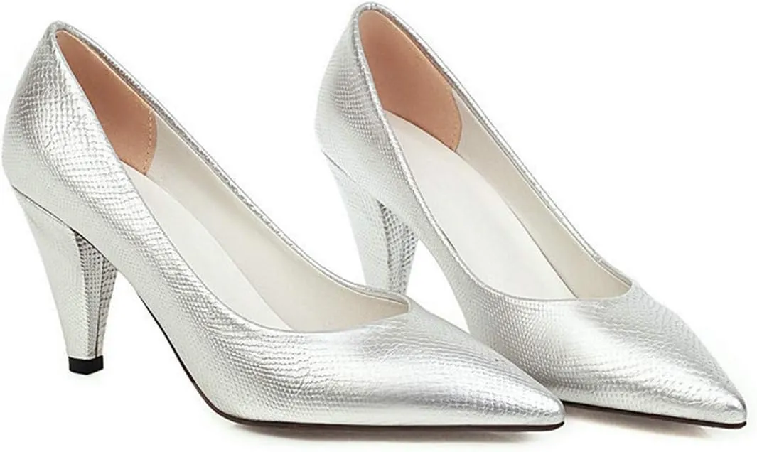 VOKLIN Women's Fashion Pointed Toe Comfy Kitten Low Heels Pumps Slip On Formal Work Office Dress Pump Shoes
