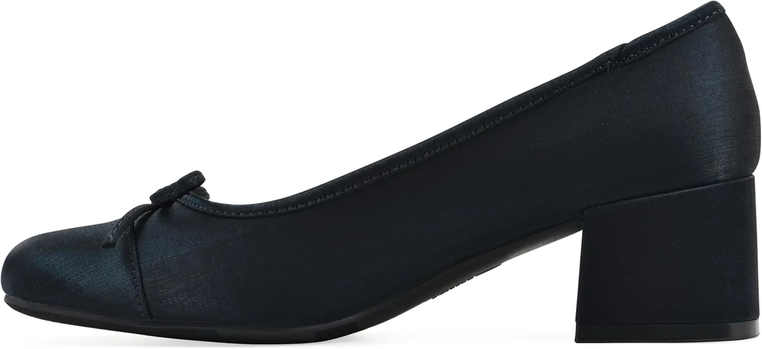 WHITE MOUNTAIN Women's Lately Cap Toe Block Heel Ballet Pump