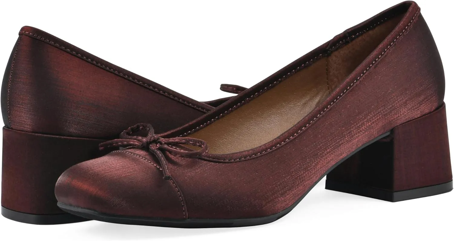 WHITE MOUNTAIN Women's Lately Cap Toe Block Heel Ballet Pump