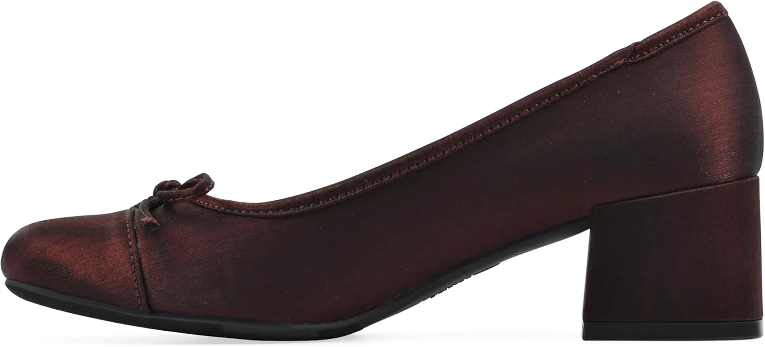 WHITE MOUNTAIN Women's Lately Cap Toe Block Heel Ballet Pump