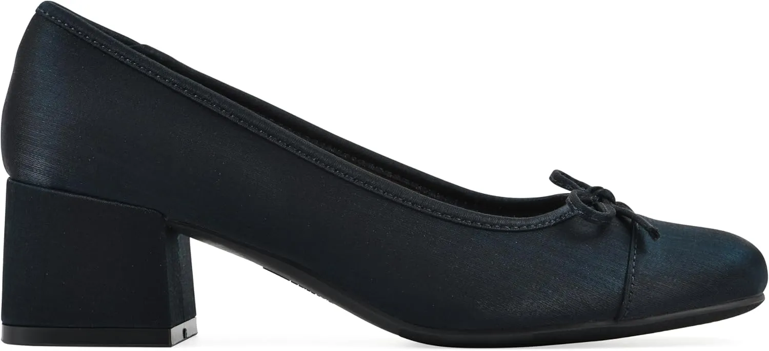 WHITE MOUNTAIN Women's Lately Cap Toe Block Heel Ballet Pump