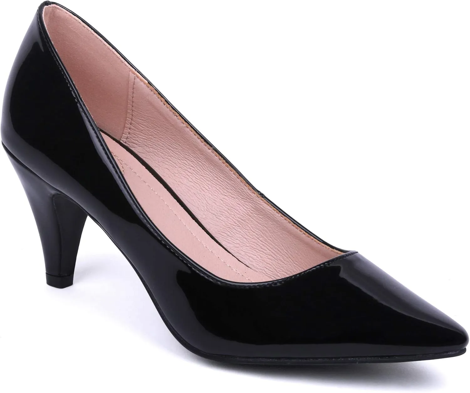 Women Classic Pointed Toe Mid Heel Pump