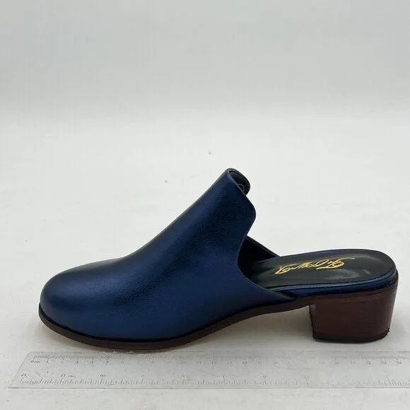 Women Round Closed Toe Mules Slip On Retro Loafer Low Chunky Block Thick Heel