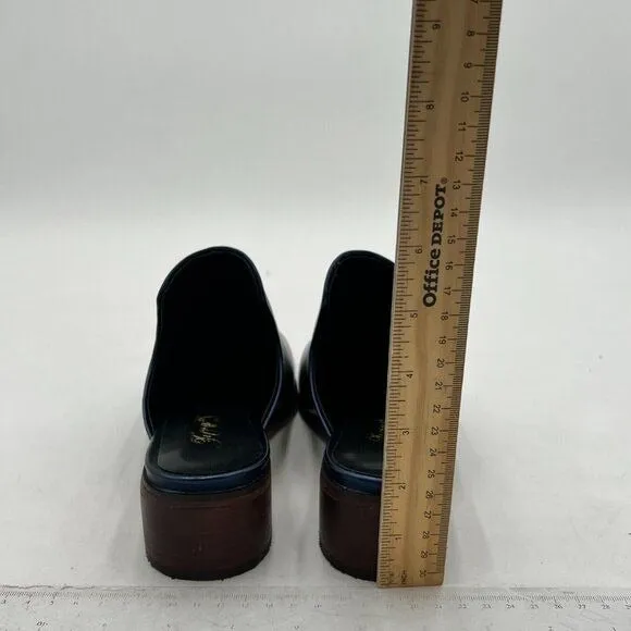 Women Round Closed Toe Mules Slip On Retro Loafer Low Chunky Block Thick Heel