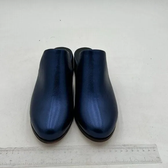 Women Round Closed Toe Mules Slip On Retro Loafer Low Chunky Block Thick Heel