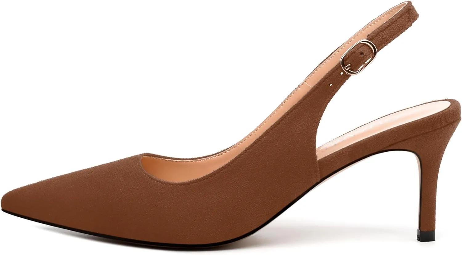 Women's Buckle Slingback Pumps, Pointed Closed Toe Mid Stiletto Heels, Slip On Fashion Solid Suede Working Wedding Dress Shoes for Women