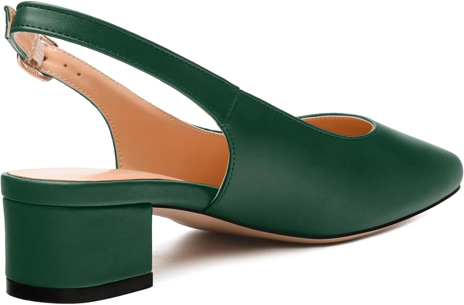 Womens Fashion Buckle Slingback Pumps, Square Closed Toe Chunky Heel Solid Matte Shoes for Women 1.3 inch