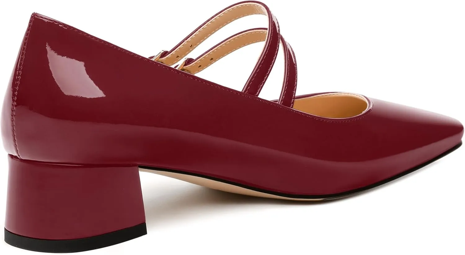 Womens Mary Jane Pumps, Square Toe Low Block Heel Pump Shoes for Women, Daily Comfort Mary Jane Pumps with Two Straps 1.3"