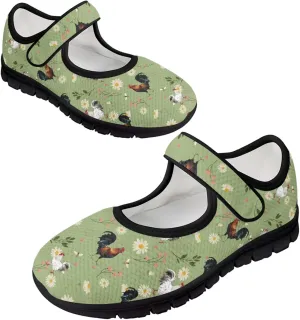 Womens Mary Jane Shoes Sneaker Animals Pattern Non Slip Lightweight Shoes with Magic Sticker for Walking