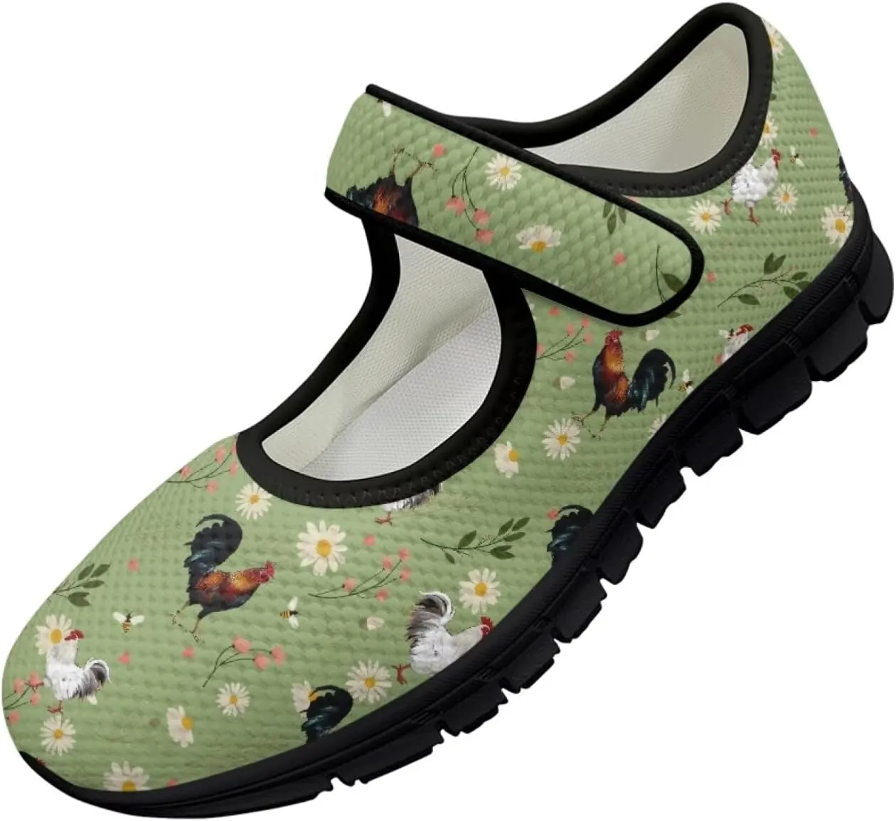Womens Mary Jane Shoes Sneaker Animals Pattern Non Slip Lightweight Shoes with Magic Sticker for Walking