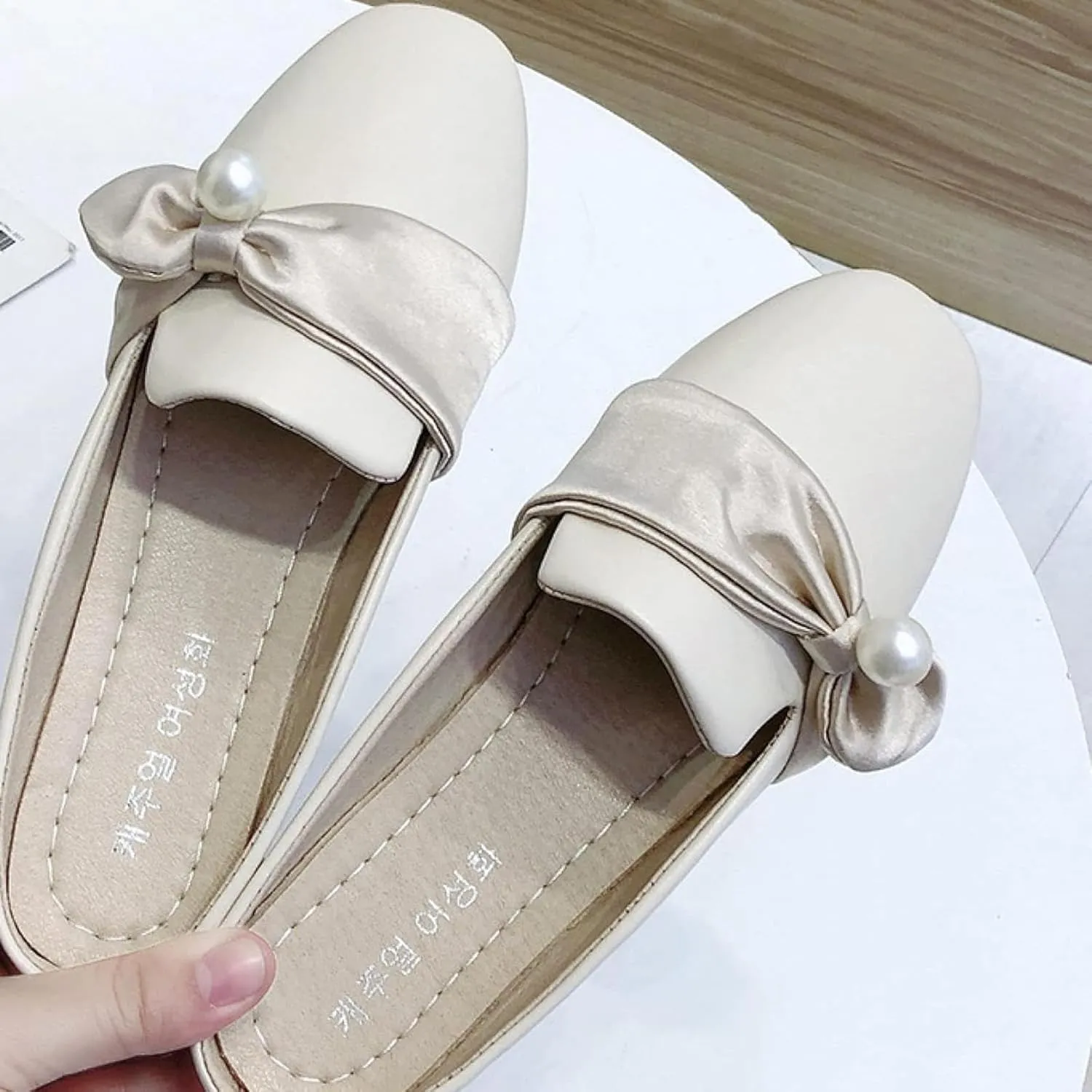 Women's Mule Pearl Decoration Square Toe Low Heel Women's Backless Loafer Work Sandals